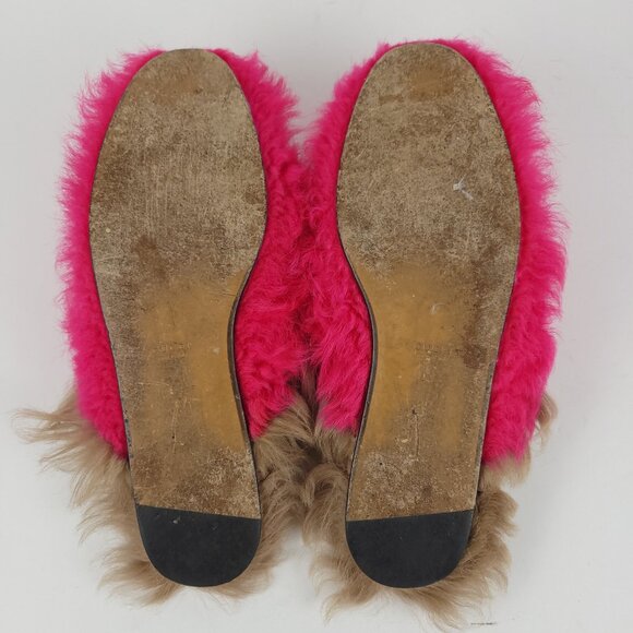 GUCCI Women Princetown Merino Wool Mules Size 37 Raspberry Pink Horsebit Slipper - Picture 12 of 15